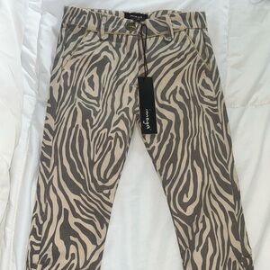 Imoga Zebra Pattern Pants in Gray and Cream